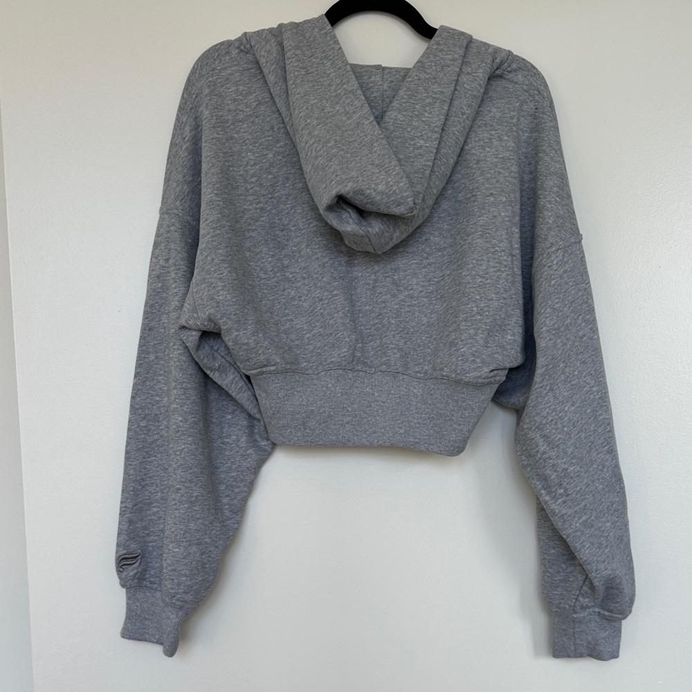 Fabletics Heather Gray Cropped Zip-Up Hoodie - Picture 2 of 3